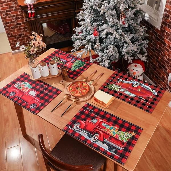 Glædelig jul ternet bonde rød sted julemåtte landlig Ho