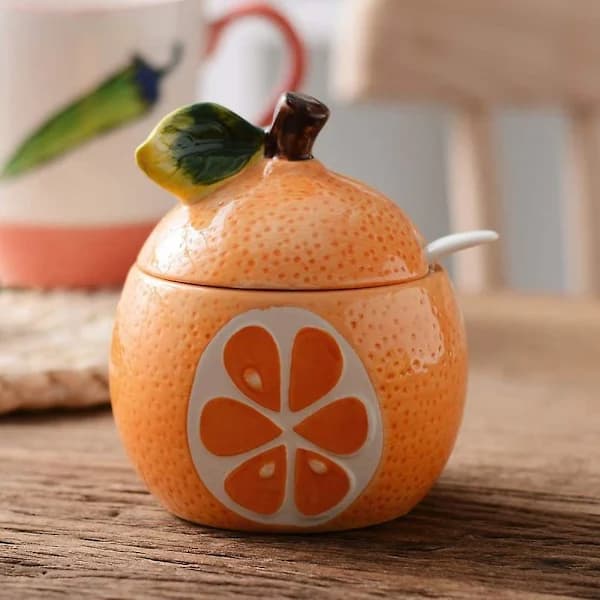 250 ml Fruit Shaped Spice Jar, Sugar Bowl, Spice Jar with Lid and Spoon