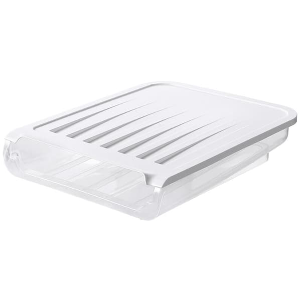 Automatic Rolling Egg Holder Kitchen Storage Box with Drop Resistance (White)