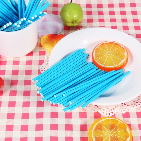 100 stk/sæt farverige slikkepinde Cake Pop-pinde til slik chokolade 10 cm blå