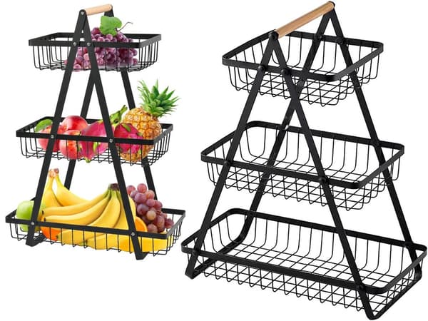 Kitchen Rack LOFT - Three-tier metal shelf with baskets 1356