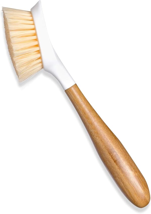 Good Kitchen Dish Brush with Bamboo Handle, Single Brush, Whi DXGHC