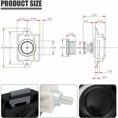 10-pack Push Button Latch - Keyless Lock for Cabinets - 15-18mm Adjustment - Zinc Alloy and Plastic