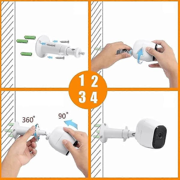 2-pack Väggfäste för säkerhetskamera, justerbart inomhus-/utomhusfäste för Arlo Pro Arlo Pro 2 Arlo Ultra och andra kompatibla modeller (vit) Vit White