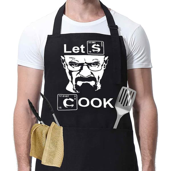 Funny Aprons for Men, BBQ Grilling Aprons for Men with Pockets, Machine Washable Chef Apron, Stain Resistant Thick and Soft Material, Adjustable