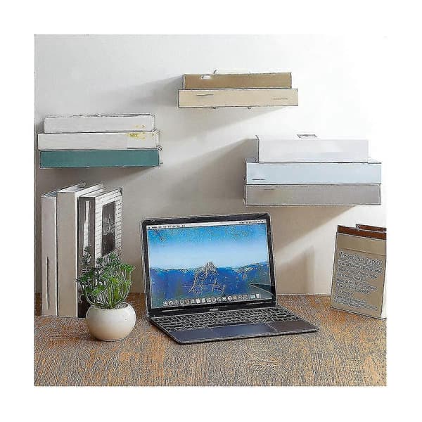 Invisible Floating Bookshelf Floating Book Organizer Wall Mounted Perforated Bookshelf Suit White