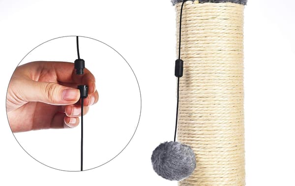 Indoor Cat Scratching Post, Standard Model with Hanging Toy, 73 cm, Grey