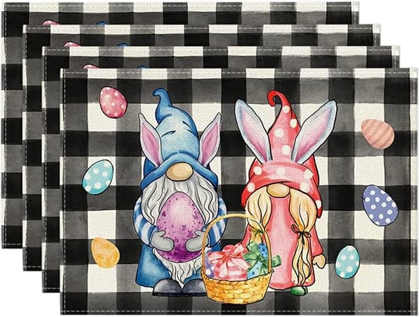 Egg påskebrikker til spisebord, 12 x 18 tommer, sett med 4