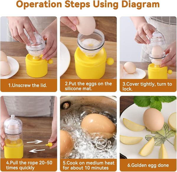 Egg Shaker, Manual Silicone Egg Whisk, Golden Yolk Mixer, Kitchen Utensil for Making Hard-Boiled Eggs