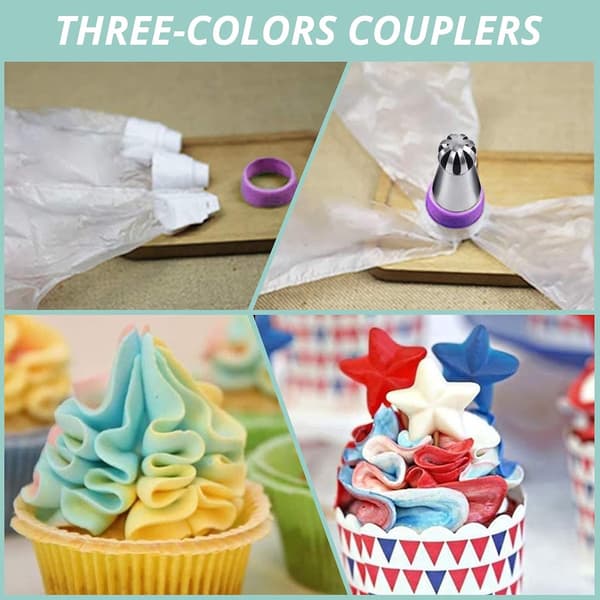 Disposable Piping Bag with 31 Nozzles Silver Baking Decorating Tool Cake Compatible with All Brands
