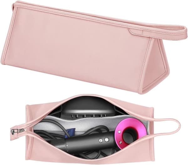 Rejseetui til hårtørrer - PU-læder, vandtæt - til Dyson Supersonic & tilbehør - 35*14*13 cm - Rosa