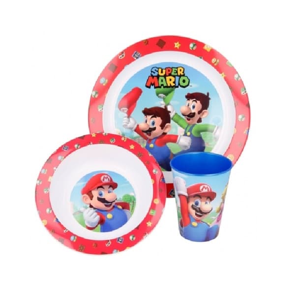 Tarjoilusetti 3 osaa - Super Mario Multifärg Plast