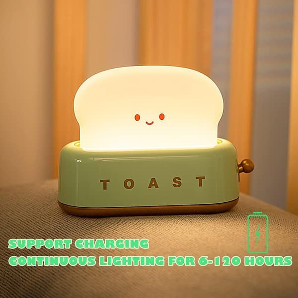 LED Toast Bread Night Light, Cute USB Rechargeable Night Light