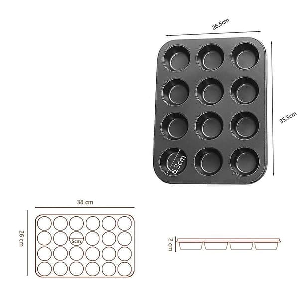 Non-stick 24-hullers og 12-hullers Muffinsbageplade - Non-stick Bageforme
