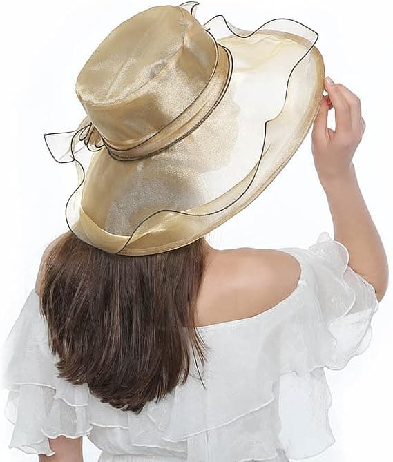 Khaki - Dame Organza Kapelhat Paryk Bryllupshat Solhat