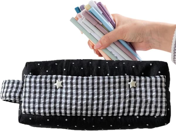 pen bag capacity with zipper dots school supplies -