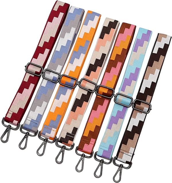 Axelrem, färgglad väskrem, justerbar längd 75-135 cm för axelväska, tygväskor (guldspänne, beige & brun)