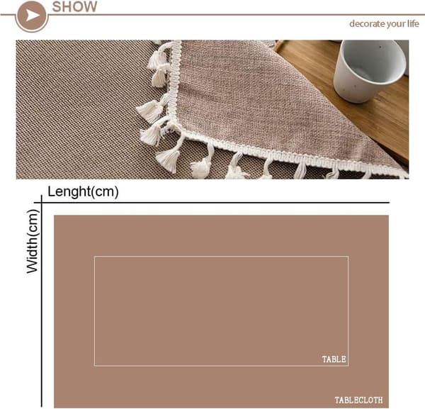 Rektangulær pletafvisende dug i hør og bomuld, broderet dug, elegant dug i kinesisk stil (rektangulær/oval, 140 x 220 cm)