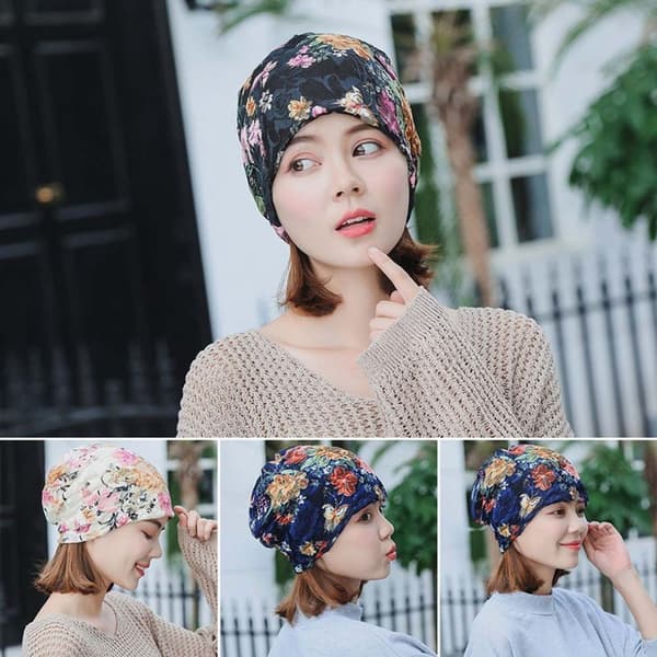 3-pack Floral Lace Beanie, Chemo Cap for Women