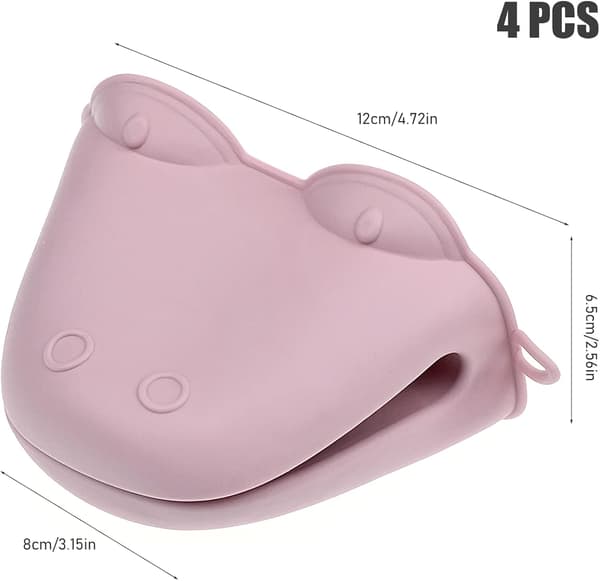(Blå och rosa) 2 par silikonugnsvantar, mini värmebeständiga