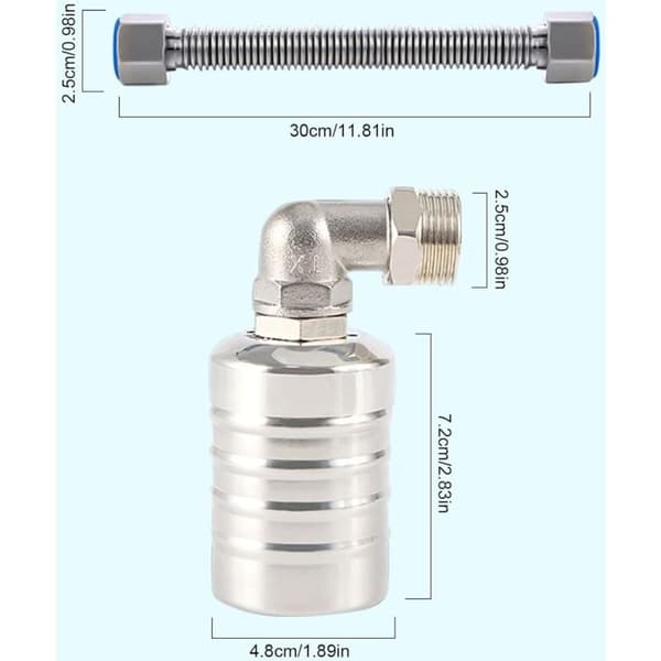 304 rustfritt stål helautomatisk flottørventil, automatisk vannstandskontroll for vanntank, mini flottørkuleventil i rustfritt stål (plugg)