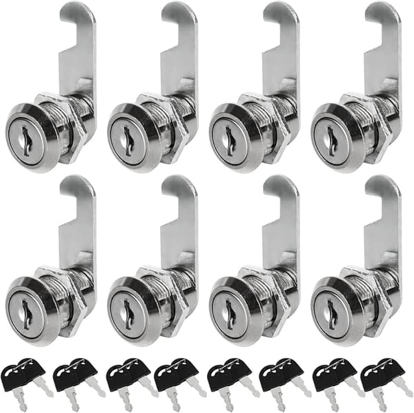 8-pack Universal Mailbox Lock, 30mm Metal Cabinet Lock, Zinc