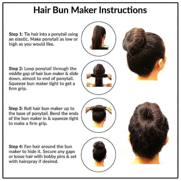Magic Hair Bun Maker 4-pack (2 Small, 2 Large) Foam Sponge Bun Shaper Accessories Strong Flexible Reusable