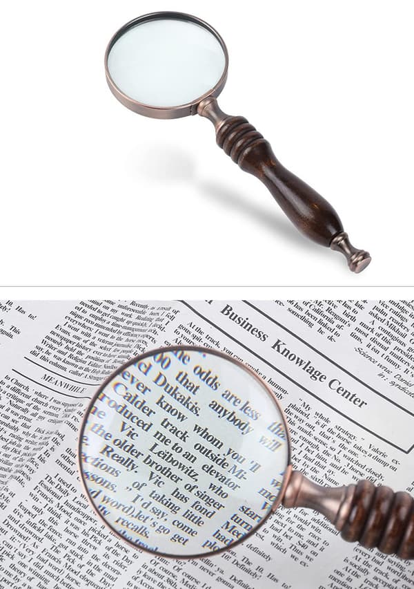 10X Handheld Magnifying Glass Retro Nostalgic Classic Style Magnifier Ebony Handle Elderly Reading Tool