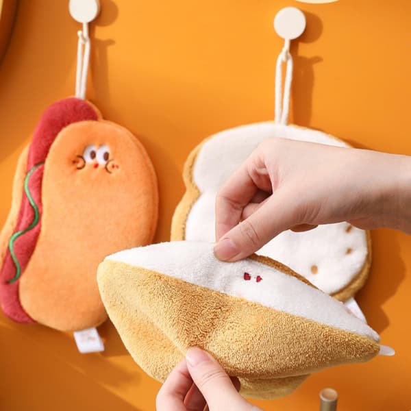Fuzzy Håndklæder, fluffy, meget absorberende hængende Chenille håndklæder til badeværelse og køkken (Burger)