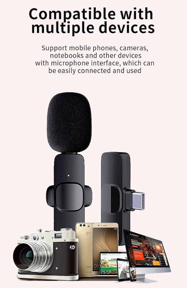 Improve Your Recordings with Our Professional Wireless Lavalier Microphone 2-Pack - Crystal Clear, Noise Cancelling - USB-C Compatible