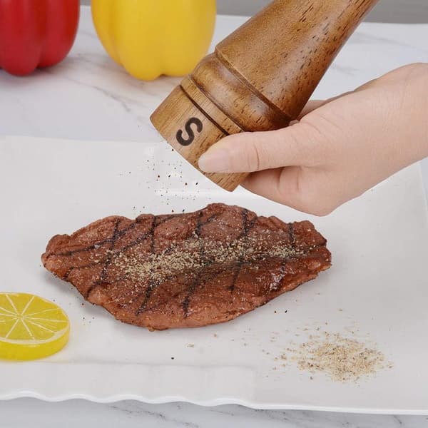 Træ Salt- og Peberkværn med Keramisk Kerne - 8 Armbånd