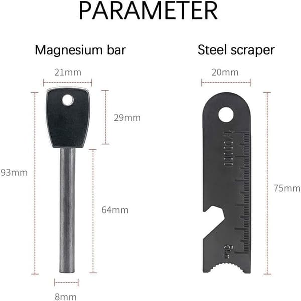 Survival Flint Fire Starter with Scraper Waterproof 10,000 Sparks at 3,000G