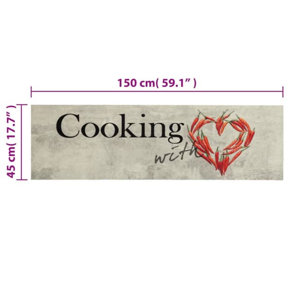 Køkkenmåtte maskinvaskbar cooking peber 45x150 cm fløjl