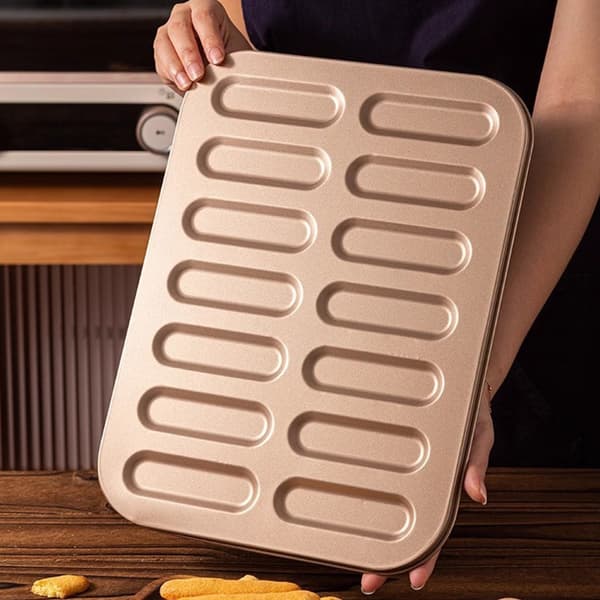 Practical Kitchen Utensil Carbon Steel 14-Finger Cake Mold Ladyfinger Mold