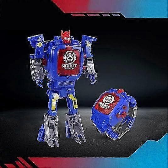 Creative Robot Transformer Kids Watch, Large Dial Digital Wristwatch for Boys 2-14 Years, Blue