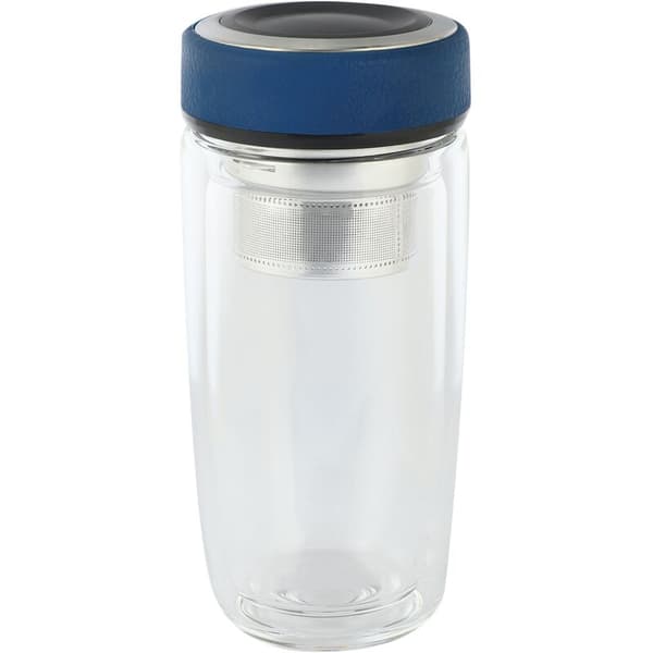 350 ml dobbeltflaske bilmontert skåldingsglassflaske rustfritt stål filter blått tefilter