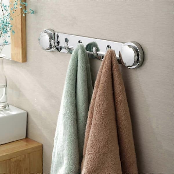 Multifunctional Bathroom Wall Hooks Hanger Rod, Powerful Suction Cup Drill-Free Wall Mounted Shelf Robe Coat Bath Towel Hooks 2PCS 2PCS