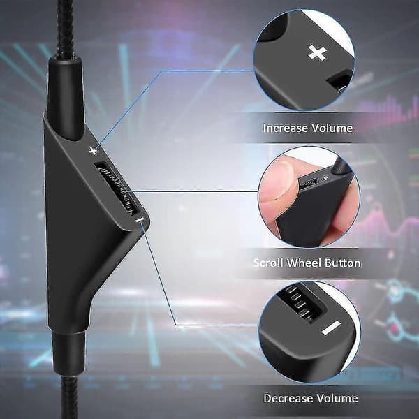 Erstatnings A10-kabel kompatibel med Astro A10-headset, Qjyth A10 Inline volumen lydkabel til Astro A10/a40/a40tr Gaming Headset, Passer til Ps5, Ps4