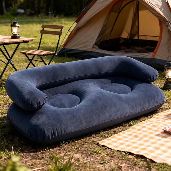 Oppustelig campingsofa, komfortabel, oppustelig og foldbar, med armlæn -