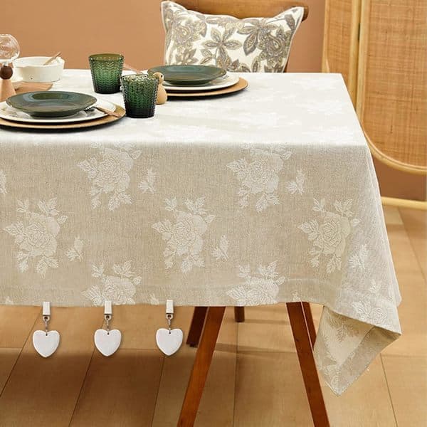 6 Pcs Heart-Shaped Tablecloth Weights with Metal Clips (White)