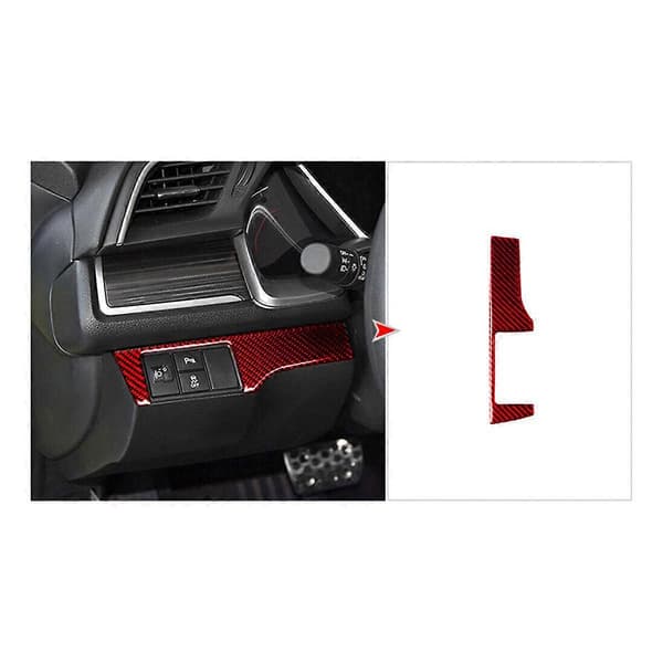 ABS Red Carbon Fiber Headlight Switch Cover Decor Sticker for 10th Gen 2016 2017 2018 2019 (LHD)