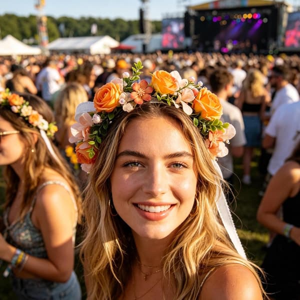 blomster-hårbånd kunstige elegante hårtilbehør til piger orange - Orange