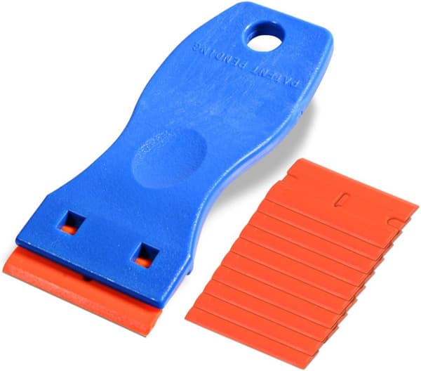 Plastskrape med 10 plastblader, Limfjerner for