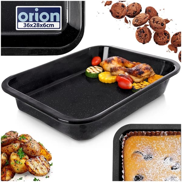 Emaljerad bakplåt i stål, rektangulär 36x28x6 cm