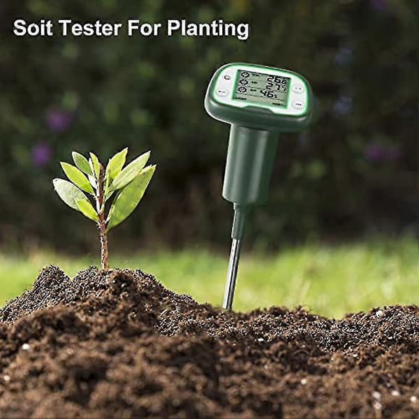 Digital Soil Thermometer 4-in-1 Soil Tester Soil Thermometer/Light/Air Temperature/Humidity Meter