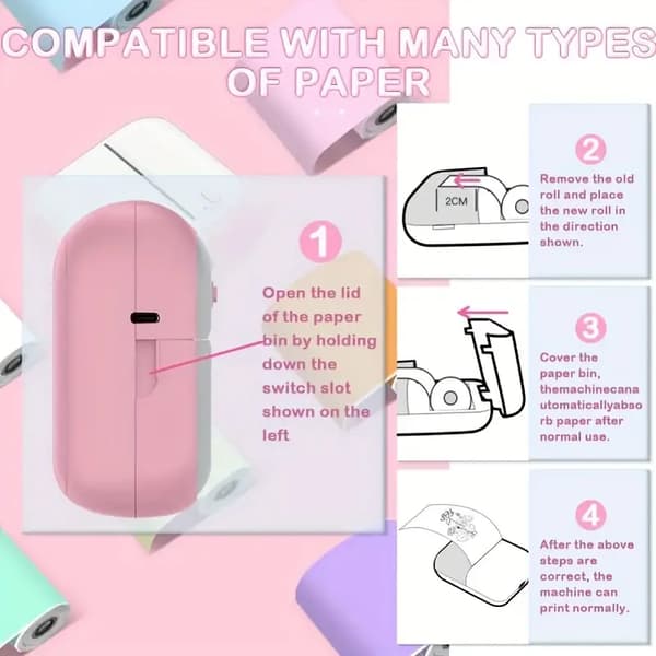 Minifotoprinter for iPhone/Android, perfekt for gaver, studier, arbeid og bilder