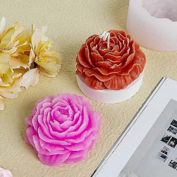 DIY Stor Pæon Blomst Lys Silikoneform Lysfremstilling Håndværk Bageforme