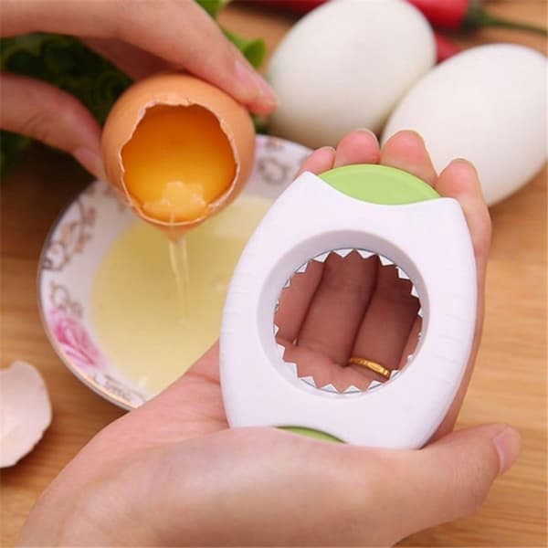 Eggeskallåpner og -kutter for kokte egg, kutter raskt av toppen, kjøkkendings, grønn