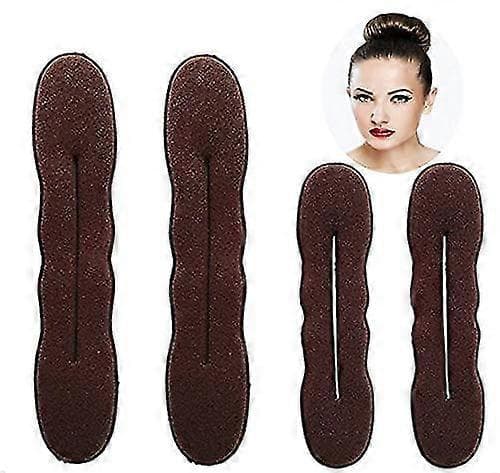 Magic Hair Bun Maker 4-pack (2 Small, 2 Large) Foam Sponge Bun Shaper Accessories Strong Flexible Reusable