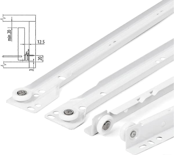 Lådglidskena 250mm - Set om 2 (1 par) Glidande Lådskenor, Vit, Delvis Utdragbart System - Enkel Montering Glidande Lådsats